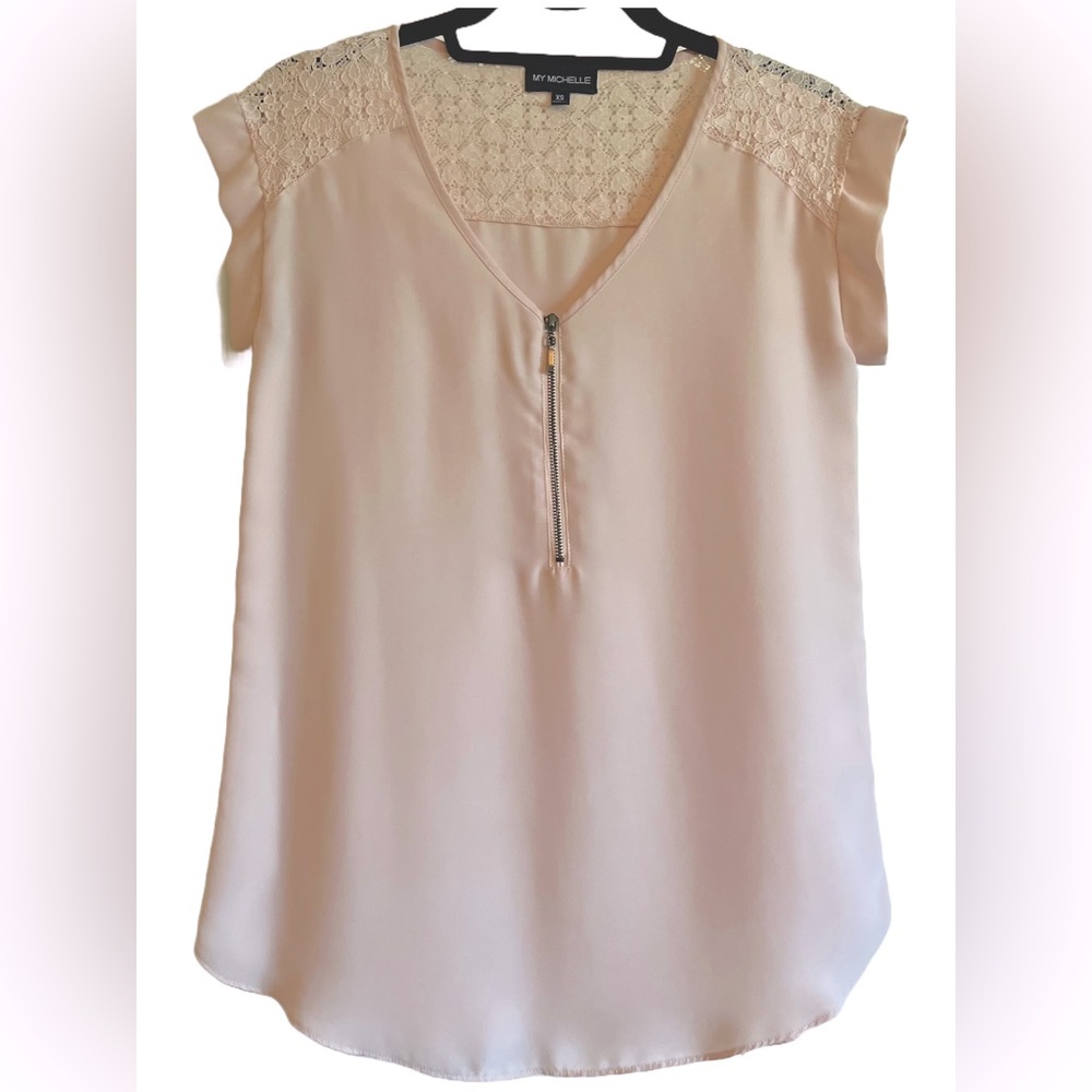 Light pink top with lace detail